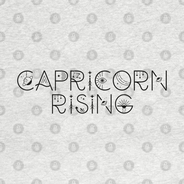 Capricorn rising sign celestial typography by lilacleopardco